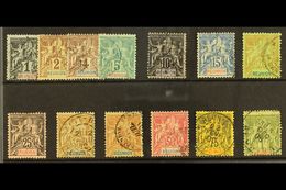 REUNION 1892 "Tablet" Set Complete, SG 34/46 (Yvert 32/44), Fine Used (13 Stamps) For More Images, Please Visit Http://w - Sonstige & Ohne Zuordnung