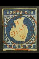 1874 6d Deep Blue WATERMARK INVERTED Variety, SG 7w, Finely Used With Nice Red Cds Cancel, 3+ Narrow Margins Just Touchi - Gambie (...-1964)