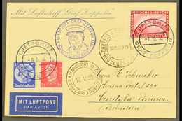 1933 1st South America Flight - Zeppelin Stationery Card To Brazil Franked 3 German Stamps Incl 1Rm Zeppelin Tied By Luf - Andere & Zonder Classificatie