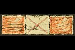 1933 8pf+label+8pf Orange-red Wagner Horizontal SE-TENANT STRIP, Michel W 54, Fine Used, Fresh & Scarce. For More Images - Otros & Sin Clasificación