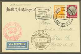 1934 5th South America Flight - Superb Zeppelin Ppc Franked 60pf Hindenburg And 80pf Air Tied By Graf Zeppelin 11.8.34 C - Otros & Sin Clasificación