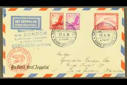 1935 6th Zeppelin South America Flight, "On Board" Air Cover To Rio Franked 10pf & 40pf Airs Plus Zeppelin 1Rm Tied By E - Andere & Zonder Classificatie