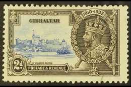 1935 JUBILEE VARIETY 2d Ultramarine & Grey Black Bearing "Extra Flagstaff" Variety, SG 114b, Very Fine Cds Used For More - Gibraltar