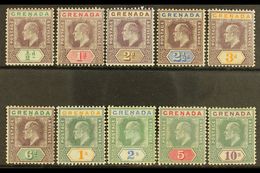 1904 Ed VII Set Complete, Wmk MCA, SG 67/76, Very Fine Mint. (10 Stamps) For More Images, Please Visit Http://www.sandaf - Grenada (...-1974)