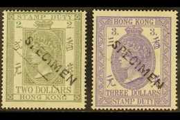 POSTAL FISCALS 1874-02 $2 & $3 Perf 14 Each Overprinted "SPECIMEN" (the Full Set), SG F4s/5s, Very Fine Mint (2 Stamps)  - Sonstige & Ohne Zuordnung