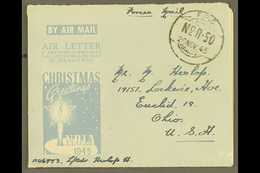 1945 BRITISH MILITARY FORCES CHRISTMAS AEROGRAMME (Kessler 194) Cancelled F.P.O. R-50 Cds, Sent To England, Attractive P - Autres & Non Classés