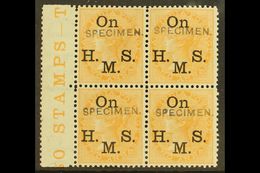 OFFICIAL 1874-82 2a Orange With "On H. M. S." Overprint And With Additional "SPECIMEN" Handstamp, SG O33as, A Fine Mint  - Autres & Non Classés