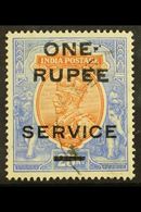 OFFICIAL 1925 1r On 25r Orange And Blue, SG O103, Fine Used, Shows Portion Of "E" Of "RUPEE" Missing And Large Floating  - Other & Unclassified