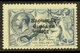 1925 10s Dull Grey-blue "Seahorse" Of Great Britain With Three Line Overprint (narrow Setting), SG 83, Never Hinged Mint - Sonstige & Ohne Zuordnung