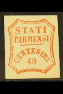 PARMA 1859 40c Vermilion, Provisional Govt, Variety "Broken A", Sass 17c, Very Fine Mint Og. For More Images, Please Vis - Non Classificati