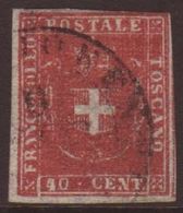 TUSCANY 1860 40c Scarlet Carmine, Sass 21a, Superb Used With Just Clear To Large Margins And Amazing Colour. Signed Dien - Zonder Classificatie