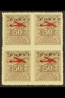 CORFU 1941 50L Brown Rouletted Air Overprint (Sassone 1, SG 21), Never Hinged Mint BLOCK Of 4, Fresh. (4 Stamps) For Mor - Non Classés