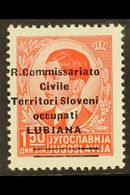 LUBIANA 1941 1.50d Scarlet Overprint With Two Bars (Sassone 34, SG 39), Fine Never Hinged Mint, Fresh, Expertized A.Dien - Unclassified