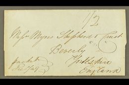 1849 (Dec) Stampless Cover To Beverley, England With Manuscript "1/2"; On Reverse Montego Bay Cds Plus Transits And Beve - Jamaïque (...-1961)