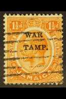 1916 1½d Orange Ovptd "War Stamp" Variety "S In Stamp Omitted", SG 71b, Fine  Used. Ex Napier. For More Images, Please V - Jamaica (...-1961)