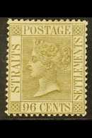 1867 96c Grey, Wmk Crown CC, SG 19, Fresh Mint, Large Part Og. For More Images, Please Visit Http://www.sandafayre.com/i - Straits Settlements