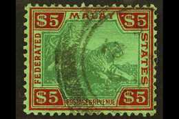 FEDERATED STATES 1922 $5 Green And Red On Green, "Tiger", SG 81, Very Fine Used. For More Images, Please Visit Http://ww - Andere & Zonder Classificatie