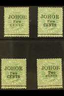 JOHORE 1891 2c On 24c Green, All 4 Settings, SG 17/20, Fine To Very Fine Mint. (4 Stamps) For More Images, Please Visit  - Other & Unclassified