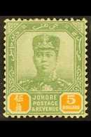 JOHORE 1918 $5 Green And Orange, Sultan, SG 101, Fine Mint. For More Images, Please Visit Http://www.sandafayre.com/item - Andere & Zonder Classificatie