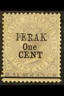 PERAK 1891 1c On 6c Lilac, Variety "Short R", SG 46a, Mint. Toned Gum But Scarce. For More Images, Please Visit Http://w - Andere & Zonder Classificatie