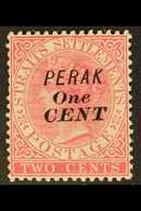 PERAK 1891 1c On 2c Bright Rose, No Bar In Surcharge, SG 53, Very Fine Mint. For More Images, Please Visit Http://www.sa - Other & Unclassified