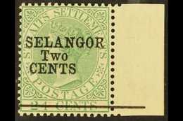 SELANGOR 1891 2c On 24c Green, SG 47, Very Fine Marginal Mint. For More Images, Please Visit Http://www.sandafayre.com/i - Other & Unclassified