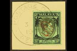 PENANG 1942 (Mar) 50c Black / Emerald With Okugawa Seal (Type I), SG J65, Very Fine Used, Tied To Piece By Very Fine Pen - Sonstige & Ohne Zuordnung