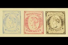 1861 HAND PAINTED STAMPS Unique Miniature Artworks Created By A French "Timbrophile" In 1861. Three Stamps With Central  - Mauricio (...-1967)