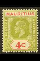 1921-34 4c Sage-green & Carmine Die I OPEN "C" Variety, SG 226ba, Very Fine Mint, Fresh. For More Images, Please Visit H - Mauritius (...-1967)