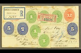 1894 (17 Apr) 12c Scarlet Numeral Ps Envelope To Germany, Registered And Uprated With 1890-95 1c (x5 Inc Strip Of 3) & 5 - Messico