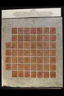 1929-30 2a Orange-brown (SG 40, Scott 16, Hellrigl 42f), Setting 31, An Unused COMPLETE SHEET OF 53 Including 7 Inverted - Népal
