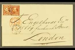 1870 Entire Letter From Amsterdam To London Franked 2 X 15c Chestnut, Die I, SG 13, Tied By Dotted "5" Cancel. Very Fine - Autres & Non Classés