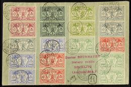 ENGLISH 1921 (22 Sep) Spectacular Registered Cover To Austria Bearing Eighteen (18) 1911 Values To 1s, With ½d X3, 1d X3 - Altri & Non Classificati
