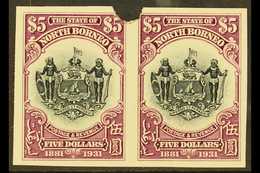 1931 IMPERF PLATE PROOFS. 1931 $5 Black & Purple 'Arms Of The Company' (SG 302) Horizontal IMPERF PLATE PROOF PAIR From  - North Borneo (...-1963)