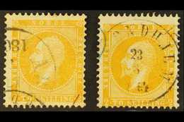 1856-7 2sk Orange-yellow & Dark Orange Shades, Facit 2a, 2c, Mi 2, Fine Used (2 Stamps). For More Images, Please Visit H - Sonstige & Ohne Zuordnung