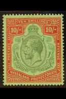 1921-30 10s Green & Red On Pale Emerald With BROKEN CROWN AND SCROLL Variety, SG 113b, Very Fine Mint, Very Fresh, With  - Nyassaland (1907-1953)