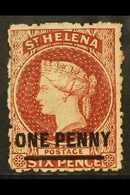 1864-80 1d Lake With Type B Surcharge, Perf 12½, SG 7, Very Fine Mint With Original Gum. For More Images, Please Visit H - St. Helena