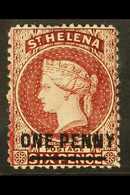 1864-80 1d Lake With Type B Surcharge, Perf 14 X 12½, SG 21, Very Fine Mint. For More Images, Please Visit Http://www.sa - St. Helena