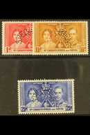 1937 Coronation Set, Perforated "Specimen", SG 65s/7s, Fine Mint, Large Part Og. (3 Stamps) For More Images, Please Visi - St.Kitts En Nevis ( 1983-...)