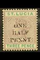1891-92 "ONE HALF PENNY" Surcharge On 3d Dull Mauve And Green, Die I, With SMALL "A" IN "HALF" Variety, SG 53a, Mint, Ho - Ste Lucie (...-1978)