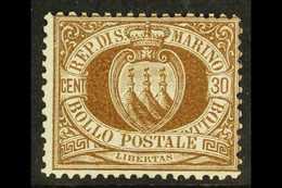 1877 30c Brown, SG 6, Fine Lightly Hinged Mint. Cat £1100. For More Images, Please Visit Http://www.sandafayre.com/itemd - Autres & Non Classés