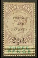 1897 2½d On 3d Dull Purple And Green, Type 12 Overprint SG 58, Mint With One Shorter Perf At Top, And Upper Right Corner - Sierra Leona (...-1960)