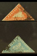 CAPE OF GOOD HOPE 1861 1d Vermilion And 4d Pale Milky Blue "Woodblocks", SG 13 & 14 Used. A Very Presentable Pair, Both  - Non Classificati