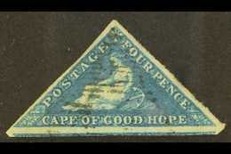 CAPE OF GOOD HOPE 1855-63 4d Deep Blue/white Paper, SG 6, Used With 3 Margins & Part Adjacent Stamp At Base For More Ima - Zonder Classificatie