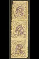 NATAL NATAL GOVERNMENT RAILWAY 1880 1d Violet Unused Vertical Strip Of Three (top Pair Reattached), Faults As Usual, Ver - Unclassified