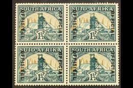 OFFICIAL VARIETY 1935-49 1½d Wmk Inverted, "Broken Chimney" Variety In A Block Of 4, SG O22/22ab, Slight Wrinkle On Stam - Unclassified