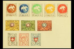 1861 HAND PAINTED STAMPS Unique Miniature Artworks Created By A French "Timbrophile" In 1861. A Colourful Group Comprisi - Autres & Non Classés