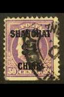 SHANGHAI POSTAL AGENCY 1919 $1 On 50c Light Violet, Scott K15, Used With Fine Shanghai Agency Oval Pmk, Straight Edge At - Andere & Zonder Classificatie