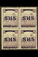 1918 ISSUES FOR CROATIA. 15f Violet Harvester With White Figures Of Value (Michel 63, SG 60), Fine Mint (two Stamps Neve - Otros & Sin Clasificación