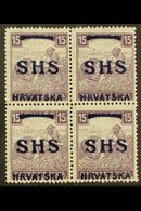 1918 ISSUES FOR CROATIA. 15f Violet Harvester With White Figures Of Value (Michel 63, SG 60), Fine Mint (two Stamps Neve - Other & Unclassified